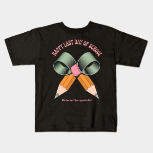 Intervention Specialist Last Day of School Coquette Bow Kids T-Shirt